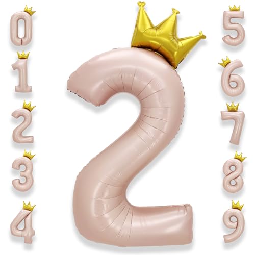 AULE Zahlen Luftballon 2 Rosa: 40" 101 cm Zahl Folienballon Geburtstag Hell Pink 2 Jahre Helium Ballon Pastell Rosa Kinder Junge Mädchen Zahlenballon für Babyparty Jubiläum Deko von AULE