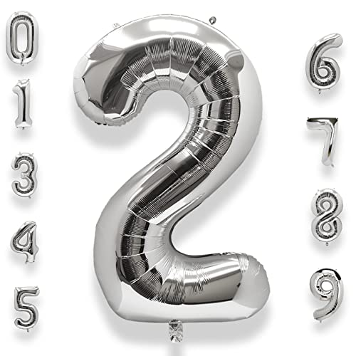 AULE Zahl Luftballon 2 Silber: XXL 101 cm Zahlen Folienballon Geburtstag Silber 2 Jahre Helium Ballon Kinder Junge Mädchen Zahlenballon für Babyparty Jubiläum Deko AULE Zahl Luftballon 2 Silber: XXL 101 cm Zahlen Folienballon Geburtstag Silber 2 Jahre Helium Ballon Kinder Junge Mädchen Zahlenballon für Babyparty Jubiläum Deko von AULE