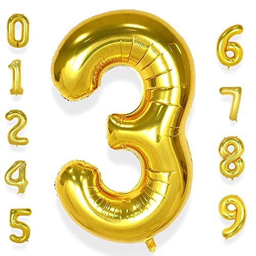 AULE Luftballon Zahl 3 Gold: XXL 101 cm Zahlen Folienballon Geburtstag Gold 3 Jahre 40 Zoll Helium Ballon Kinder Junge Mädchen Zahlenballon für Babyparty Jubiläum Deko AULE Luftballon Zahl 3 Gold: XXL 101 cm Zahlen Folienballon Geburtstag Gold 3 Jahre 40 Zoll Helium Ballon Kinder Junge Mädchen Zahlenballon für Babyparty Jubiläum Deko von AULE