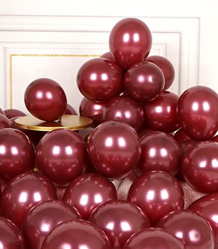 Kleine Luftballons Weinrote Bordeaux Metallic: 50 Stück 5 Zoll Luftballon Klein Rossi Scuro Helium Ballons Burgunder Latex Ballon für Geburtstag Party Hochzeit Graduation Deko von AULE