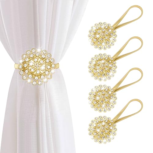 AULEEP Magnetische Raffhalter, 4 Stück magnetische dekorative Vorhänge Vorhangclips Schnalle, Starry Star Vorhangspange, im europäischen und amerikanischen Stil (Gold) von AULEEP