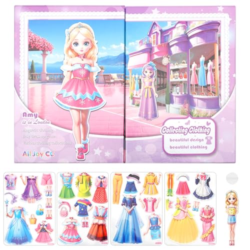 AULSAM Topmodel Aufkleber,Dress me Up Stickerbuch,Reusable Sticker Book,Magnetisches Quiet Book,Mädchen Geschenk,3D Sticker,für Verkleiden,Reisen und Autofahren(Stil 1) von AULSAM