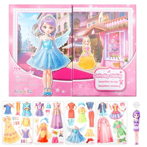 AULSAM Topmodel Aufkleber,Dress me Up Stickerbuch,Reusable Sticker Book,Magnetisches Quiet Book,Mädchen Geschenk,3D Sticker,für Verkleiden,Reisen und Autofahren(Stil 2) von AULSAM