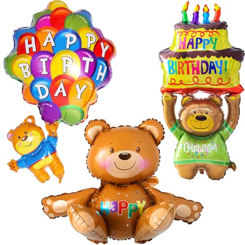 AUNGKWANG 3 Stück Happy Birthday Folienballon Bär, Bär XXL Folienballon, Helium Ballons Geburtstag, Teddybär Braun Luftballon, Babyparty Partyzubehör für Kinder Junge Mädchen Geburtstag AUNGKWANG 3 Stück Happy Birthday Folienballon Bär, Bär XXL Folienballon, Helium Ballons Geburtstag, Teddybär Braun Luftballon, Babyparty Partyzubehör für Kinder Junge Mädchen Geburtstag von AUNGKWANG