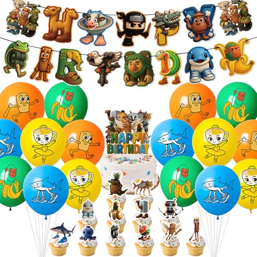 AUNGKWANG 30 Stück Tung Tung Tung Sahur Thema Geburtstagsparty Dekoration, Brainrot Geburtstag Dekoration Set, Anime Figur Kuchen Topper, Anime Geburtstag Dekorationen, Lustige Thema Party Supplies von AUNGKWANG