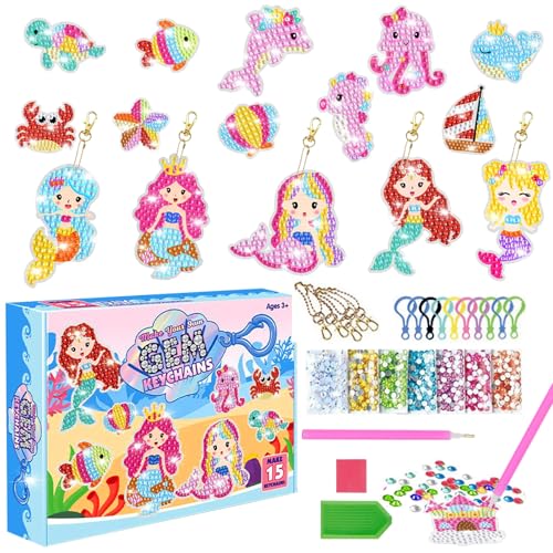 AUNGKWANG 5D Diamond Painting Schlüsselanhänger, 15 Stück DIY Meerjungfrau Diamond Painting Anhänger Ornamente, Diamond Painting Sticker, für Mädchen Kinder Kleinkinder im Alter von 6-12 Jahren AUNGKWANG 5D Diamond Painting Schlüsselanhänger, 15 Stück DIY Meerjungfrau Diamond Painting Anhänger Ornamente, Diamond Painting Sticker, für Mädchen Kinder Kleinkinder im Alter von 6-12 Jahren von AUNGKWANG