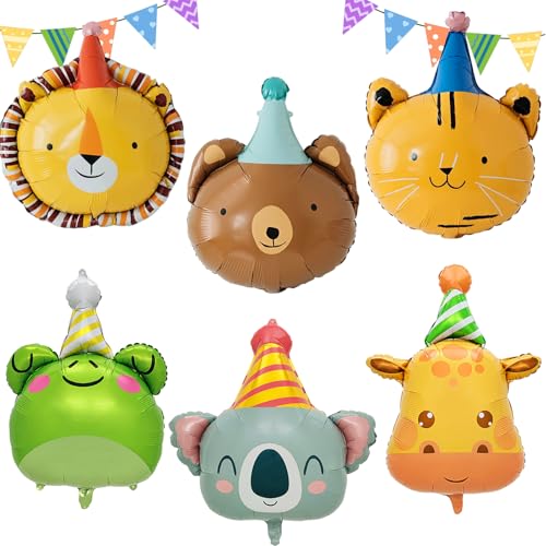 AUNGKWANG 6 Stück Folienballon Tiere, Tierkopf Ballons, XXL Waldtiere Luftballon, Dschungel Deko Geburtstag, Helium Ballons, Party Animals, für Kinder Geburtstag Party Deko AUNGKWANG 6 Stück Folienballon Tiere, Tierkopf Ballons, XXL Waldtiere Luftballon, Dschungel Deko Geburtstag, Helium Ballons, Party Animals, für Kinder Geburtstag Party Deko von AUNGKWANG