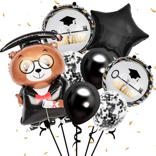 AUNGKWANG 8 Stück Abschlussballons, Bären-Abschlussfolienballons, Abschlussballon-Set, Abschlussparty-Dekorationen, Abschlusszeremonie, Abschlussurkunde, Geschenkdekorationen AUNGKWANG 8 Stück Abschlussballons, Bären-Abschlussfolienballons, Abschlussballon-Set, Abschlussparty-Dekorationen, Abschlusszeremonie, Abschlussurkunde, Geschenkdekorationen von AUNGKWANG