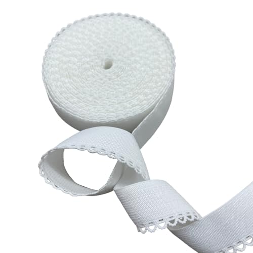 AUNHIRU 2,2 cm Picotkante Dessous elastisches Band Stretch Spitze Nähen Gummiband für Unterwäsche, BHs & Nähprojekte (weiß) von AUNHIRU