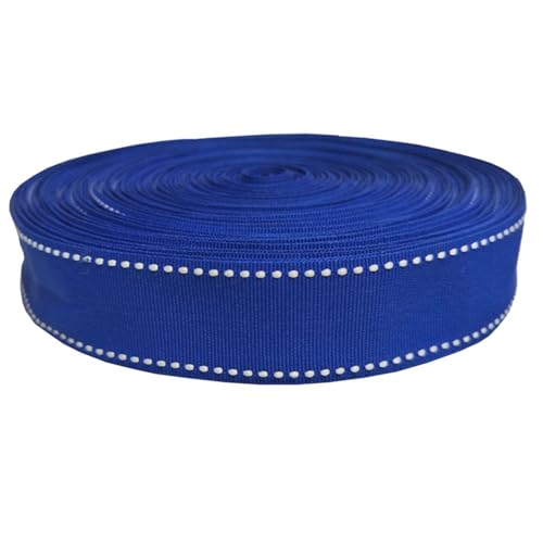 AUNHIRU 2,5 cm breites Band, Ripsband mit Sattelstichen, Band für Geschenkverpackungen, Haarschleifen, Bastelarbeiten, 13,7 m (blau/weiß) von AUNHIRU