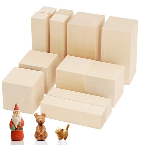 AUNHOKE Holzblöcke zum Schnitzen, 12er Pack Holzblock Lindenholz zum Schnitzen, Holz zum Schnitze, Schnitzset Holzs Rohlinge für Drechseln und Holz Schnitzen AUNHOKE Holzblöcke zum Schnitzen, 12er Pack Holzblock Lindenholz zum Schnitzen, Holz zum Schnitze, Schnitzset Holzs Rohlinge für Drechseln und Holz Schnitzen von AUNHOKE