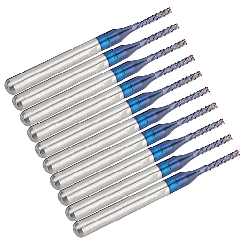 10 Stück Hartmetall-Fräser-Schneidfräser, Blauer Maisschneider-Bit, Blauer Mais-Schaftfräser, Gravur-Bit für CNC-Leiterplattenmaschinen (1.4MM) von AUNMAS