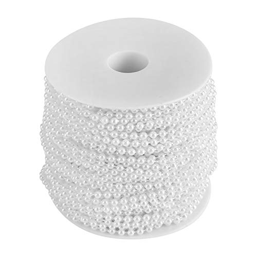 AUNMAS 40m/Rolle Perlenvorhang, 4mm Durchmesser künstliche Perle DIY Ornamente Perlen Vorhang für Hochzeit Festival Party Dekoration (Weiß) von AUNMAS