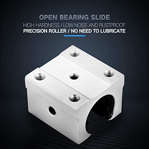 4PCS SBR16UU 16 Mm Aluminium Offener Linearer Bewegungsblockschlag für CNC, Verchromte Oberfläche, Verlängerte Lebensdauer und Keine Schmierung Erforderlich von AUNMAS