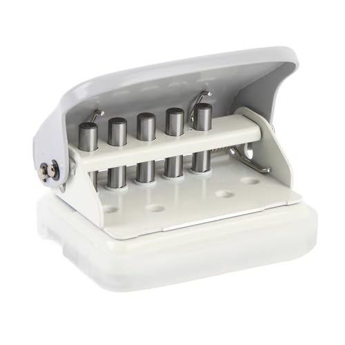 5 Hole Puncher, Handheld Metal Circle Paper Puncher Tragbare Mini -Bindungsmaschine für A4 A5 B5 Notebook Scrapbook (WHITE) (GREEN) (#3) (GRAY) von AUNMAS
