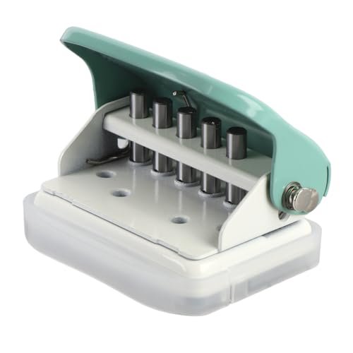 5 Hole Puncher, Handheld Metal Circle Paper Puncher Tragbare Mini -Bindungsmaschine für A4 A5 B5 Notebook Scrapbook (WHITE) (GREEN) von AUNMAS