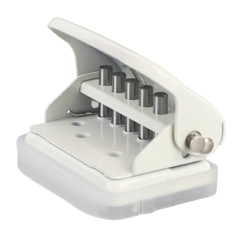5 Hole Puncher, Handheld Metal Circle Paper Puncher Tragbare Mini -Bindungsmaschine für A4 A5 B5 Notebook Scrapbook (WHITE) von AUNMAS