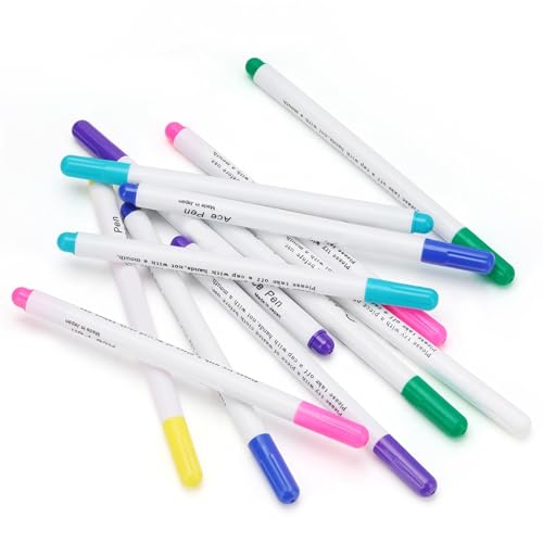 7-Farbe Stoff Marker Stifte, Wasser löschbare Stifte, Verschwinden löschbare Tinte Stoff Marker Stift, 12-Pack 7-Farben für DIY/Party von AUNMAS