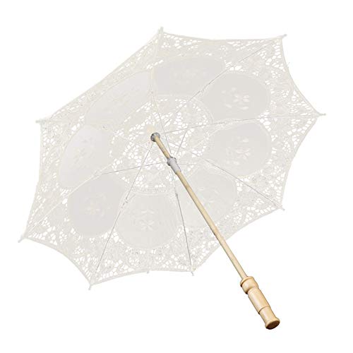 AUNMAS Spitzenschirm, Parasol, Westlicher Stil, Brautvintage -Regenschirm für Hochzeit, Party, Dekoration, Abschlussball, Outdoor -Fotografie Im Freien (Beige l Größe) von AUNMAS