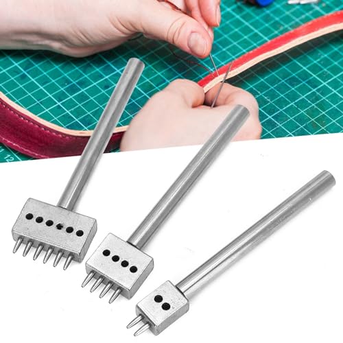 Gürtelstanzwerkzeug mit Stahlstanzer mit Prägnanter Kante, 3-teiliges Abstandsstanzwerkzeug-Set Zum Lochen von Lederhandwerksarbeiten, Geeignet für Künstler und Lederliebhaber, von AUNMAS
