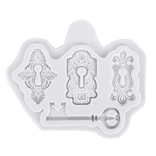 Silikon-Schlüsselform, 3 Vintage Schlüssellochform für Kuchendekoration, Schlüsselmuster-Fondantform für DIY-Cupcake-Topper, Schokolade, Gebäck(grau) von AUNMAS