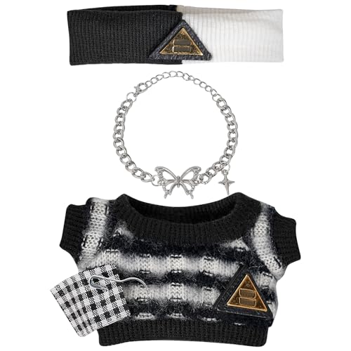 17 cm Puppenkleidung, kompatibel mit Labubu, 17 cm, niedliche Puppenkleidung, geeignet für Labubu-Puppen-Zubehör, Kleidung für Labubu-Plüschpuppe (ohne Puppe) (schwarze und weiße Streifen) von AUNVITO