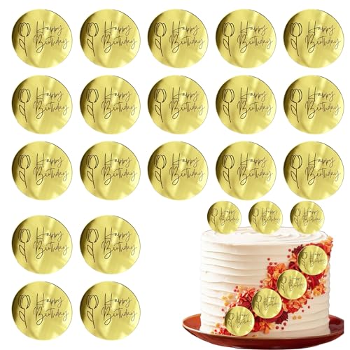 AUOCATTAIL Happy Birthday Acryl Cake Topper Charms Gold 20 Stück AUOCATTAIL Happy Birthday Acryl Cake Topper Charms Gold 20 Stück von AUOCATTAIL