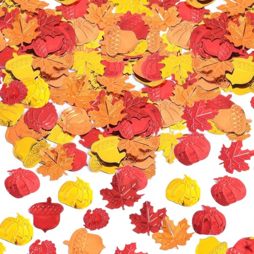 Thanksgiving Herbst Konfetti Herbst Folie Ahornblatt Kürbis Truthahn Tannenzapfen Konfetti Streusel Tischdekoration für Herbst Ernte Hochzeit Geburtstag Party Supplies 30g von AUOCATTAIL