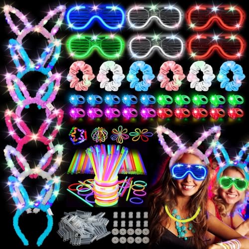 AUOHTOWRT 464-teiliges Leuchtstäbchen-Set, 200 Leuchtstäbe, 20 Erdbeerlichter, 6 LED-Gläser, 6 Leuchtröhren, 6 leuchtende Hasenohren usw., Neon-Partygeschenke für Glow Party, Festivals AUOHTOWRT 464-teiliges Leuchtstäbchen-Set, 200 Leuchtstäbe, 20 Erdbeerlichter, 6 LED-Gläser, 6 Leuchtröhren, 6 leuchtende Hasenohren usw., Neon-Partygeschenke für Glow Party, Festivals von AUOHTOWRT