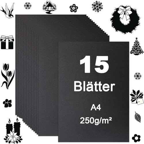 15 Blatt A4 Tonpapier Schwarz Papier 250g/m² A4 Bastelkarton Druckerpapier Schwarzes Bastelpapier Premium Tonzeichenpapier Fotokarton Scherenschnittpapier Dickes Bedruckbares zum Basteln und Gestalten 15 Blatt A4 Tonpapier Schwarz Papier 250g/m² A4 Bastelkarton Druckerpapier Schwarzes Bastelpapier Premium Tonzeichenpapier Fotokarton Scherenschnittpapier Dickes Bedruckbares zum Basteln und Gestalten von AUPERTO