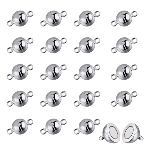 20 Stück 6 mm Schmuck Magnetverschlüsse Runde Magnetverschluss Schmuckverschluss Silber Armband Kettenverschluss für Ketten Halskette Armband DIY Jewellery Making Accessories von AUPERTO