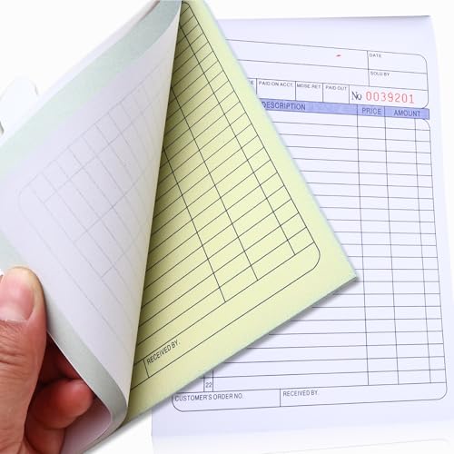 Rechnungsbücher, 52 g, selbstdurchschreibendes Kopierpapier, 50 Blatt pro Kopie, mit weißen und gelben Paaren auf der Innenseite, NCR-Doppelrechnungen, Buch für Buchhaltungszwecke, 2 Stück Rechnungsbücher, 52 g, selbstdurchschreibendes Kopierpapier, 50 Blatt pro Kopie, mit weißen und gelben Paaren auf der Innenseite, NCR-Doppelrechnungen, Buch für Buchhaltungszwecke, 2 Stück von AUPERTO