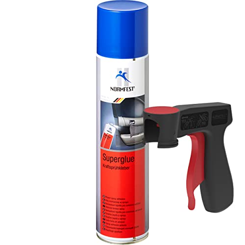 AUPROTEC Pistolengriff + Normfest Kraftsprühkleber Super Glue Superkleber Sprühkleber Klebstoff Kraft Kleber Spray 1x 400ml von AUPROTEC