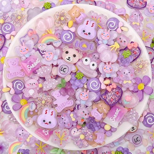 AUREHEN 100 Stück Kawaii-Harz-Anhänger, Großpackung sortiert – niedliche Schleim-Charms mit flacher Rückseite, Dekoration für Bastelarbeiten, Scrapbooking, Nagelkunst, Handyhüllen und Haar-Accessoires von AUREHEN