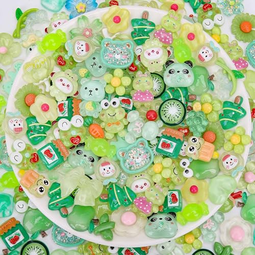 AUREHEN 100 Stück Kawaii-Harz-Anhänger, Großpackung sortiert – niedliche Schleim-Charms mit flacher Rückseite, Dekoration für Bastelarbeiten, Scrapbooking, Nagelkunst, Handyhüllen und Haar-Accessoires von AUREHEN