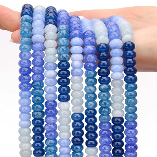 AUREHEN 2 Stränge (150 Stück), Jade-Rondelle-Perlen, 5 x 8 mm, lose Abstandshalter, Abakus-Scheibenperlen für DIY-Armbänder, Halsketten, Ohrringe, Schmuckherstellung, Bastelbedarf, Perlen-Set von AUREHEN