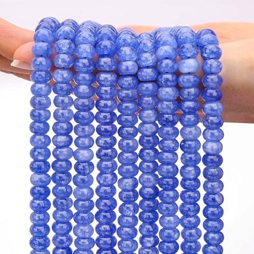 AUREHEN 2 Stränge (150 Stück), himmelblaue Jade-Rondelle-Perlen, 5 x 8 mm, lose Abstandshalter, Abakus-Scheibenperlen für DIY-Armbänder, Halsketten, Ohrringe, Schmuckherstellung, Bastelbedarf von AUREHEN