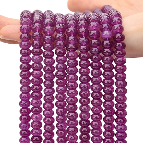 AUREHEN 2 Stränge (150 Stück), violette Jade-Rondelle-Perlen, 5 x 8 mm, lose Abstandshalter, Abakus-Scheibenperlen für DIY-Armbänder, Halsketten, Ohrringe, Schmuckherstellung, Bastelbedarf, Perlen-Set von AUREHEN
