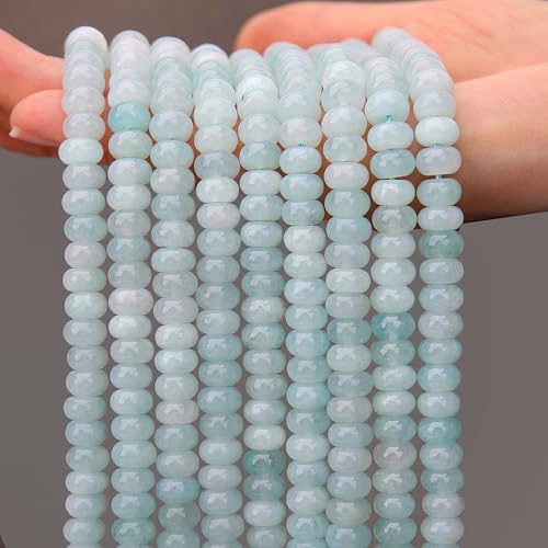 AUREHEN 2 Stränge (150 Stück) Aquamarin-Jade-Rondelle-Perlen, 5 x 8 mm, lose Abstandshalter, Abakus-Scheibenperlen für DIY-Armbänder, Halsketten, Ohrringe, Schmuckherstellung, Bastelbedarf, Perlen-Set von AUREHEN