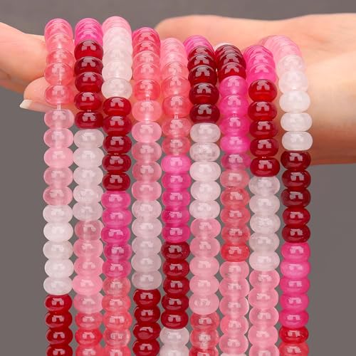 AUREHEN 2 Stränge (150 Stück) Jade-Rondelle-Perlen, 5 x 8 mm große Edelstein-Perlen, lose Abstandshalter, Abakus-Scheibenperlen für DIY-Armbänder, Halsketten, Ohrringe, Schmuckherstellung von AUREHEN