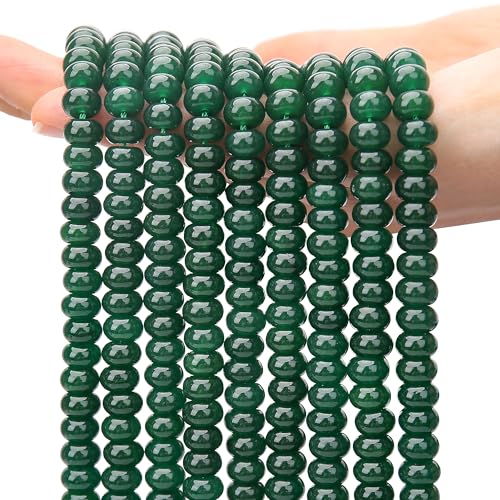 AUREHEN 2 Stränge (150 Stück) grüne Jade-Rondelle-Perlen, 5 x 8 mm, lose Abstandshalter, Abakus-Scheibenperlen für DIY-Armbänder, Halsketten, Ohrringe, Schmuckherstellung, Bastelbedarf, Perlen-Set von AUREHEN