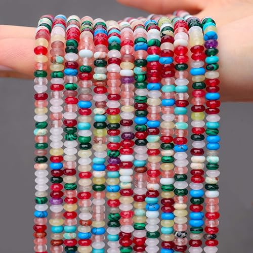 AUREHEN 2 Stränge (300 Stück) gemischte farbige Rondelle-Perlen, 2 x 4 mm große Edelstein-Abstandshalter, Abakus-Scheibenperlen für selbstgemachte Armbänder, Halsketten, Ohrringe, Schmuckherstellung von AUREHEN
