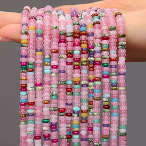 AUREHEN 2 Stränge (300 Stück) gemischte farbige Rondelle-Perlen, 2 x 4 mm große Edelstein-Abstandshalter, Abakus-Scheibenperlen für selbstgemachte Armbänder, Halsketten, Ohrringe, Schmuckherstellung von AUREHEN