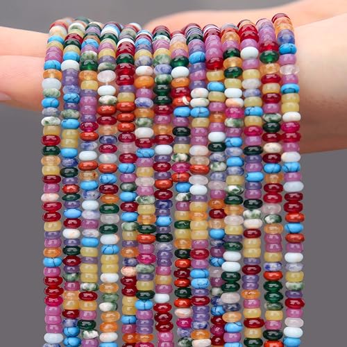AUREHEN 2 Stränge (300 Stück) gemischte farbige Rondelle-Perlen, 2 x 4 mm große Edelstein-Abstandshalter, Abakus-Scheibenperlen für selbstgemachte Armbänder, Halsketten, Ohrringe, Schmuckherstellung von AUREHEN