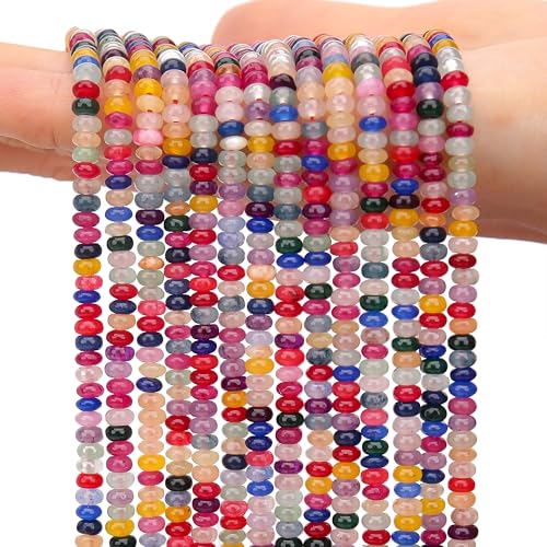 AUREHEN 2 Stränge (300 Stück) gemischte farbige Rondelle-Perlen, 2 x 4 mm große Edelstein-Abstandshalter, Abakus-Scheibenperlen für selbstgemachte Armbänder, Halsketten, Ohrringe, Schmuckherstellung von AUREHEN