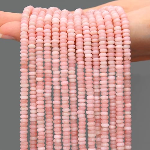 AUREHEN 2 Stränge (300 Stück) natürliche rosa Opal-Rondelle-Perlen, 2 x 4 mm große Edelstein-Abstandshalter, Abakus-Scheibenperlen für DIY-Armbänder, Halsketten, Ohrringe, Schmuckherstellung von AUREHEN