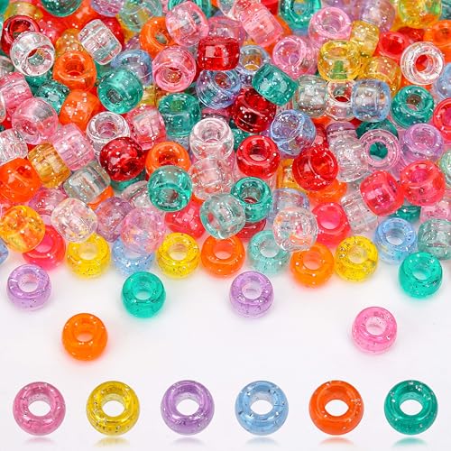 AUREHEN Pony-Perlen, 6 x 9 mm, Kunststoff, Bastelperlen für Schmuckherstellung, Freundschaftsarmbänder, Haarflechten, Schlüsselanhänger, Scoubidou, verschiedene Glitzerfarben, Kandi-Perlen für AUREHEN Pony-Perlen, 6 x 9 mm, Kunststoff, Bastelperlen für Schmuckherstellung, Freundschaftsarmbänder, Haarflechten, Schlüsselanhänger, Scoubidou, verschiedene Glitzerfarben, Kandi-Perlen für von AUREHEN