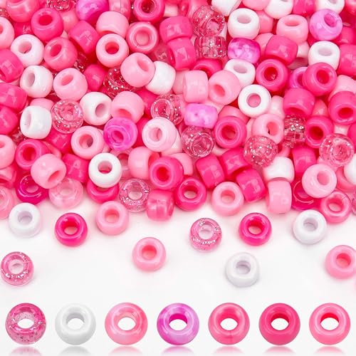 AUREHEN Pony-Perlen, 6 x 9 mm, Kunststoff, Bastelperlen für Schmuckherstellung, Freundschaftsarmbänder, Haarflechten, Schlüsselanhänger, Scoubidou, verschiedene rosa Farben, Kandi-Perlen für AUREHEN Pony-Perlen, 6 x 9 mm, Kunststoff, Bastelperlen für Schmuckherstellung, Freundschaftsarmbänder, Haarflechten, Schlüsselanhänger, Scoubidou, verschiedene rosa Farben, Kandi-Perlen für von AUREHEN