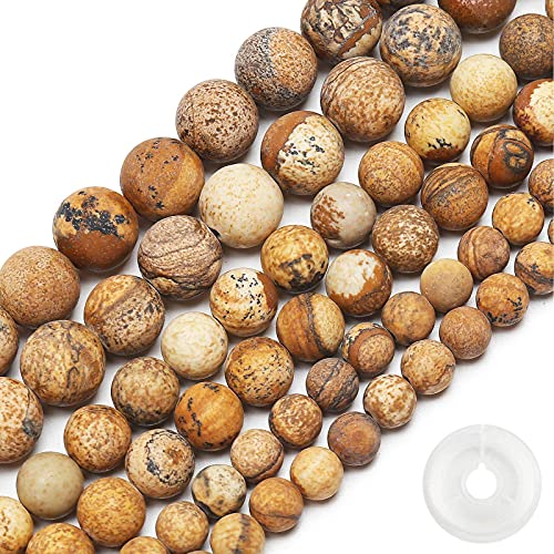 Natürliche, matte Jaspis-Perlen, 8 mm, runde, mattierte, unpolierte lose Edelsteinperlen für Armband, Halsketten, Schmuckherstellung, Energiestein, Heilkraft mit Stretch-Perlenschnur Natürliche, matte Jaspis-Perlen, 8 mm, runde, mattierte, unpolierte lose Edelsteinperlen für Armband, Halsketten, Schmuckherstellung, Energiestein, Heilkraft mit Stretch-Perlenschnur von AUREHEN