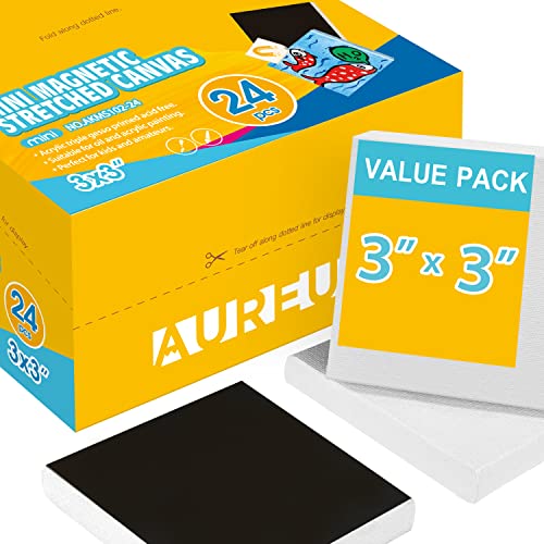 AUREUO Mini-Leinwand, magnetisch, gespannt, 7,6 x 7,6 cm, klein, quadratisch, mit Magnetrückseite, Kunst-Geschenk-Set, kleine gerahmte Großpackung, Leinwände für Acrylmalerei und Bastelarbeiten, 24 AUREUO Mini-Leinwand, magnetisch, gespannt, 7,6 x 7,6 cm, klein, quadratisch, mit Magnetrückseite, Kunst-Geschenk-Set, kleine gerahmte Großpackung, Leinwände für Acrylmalerei und Bastelarbeiten, 24 von AUREUO